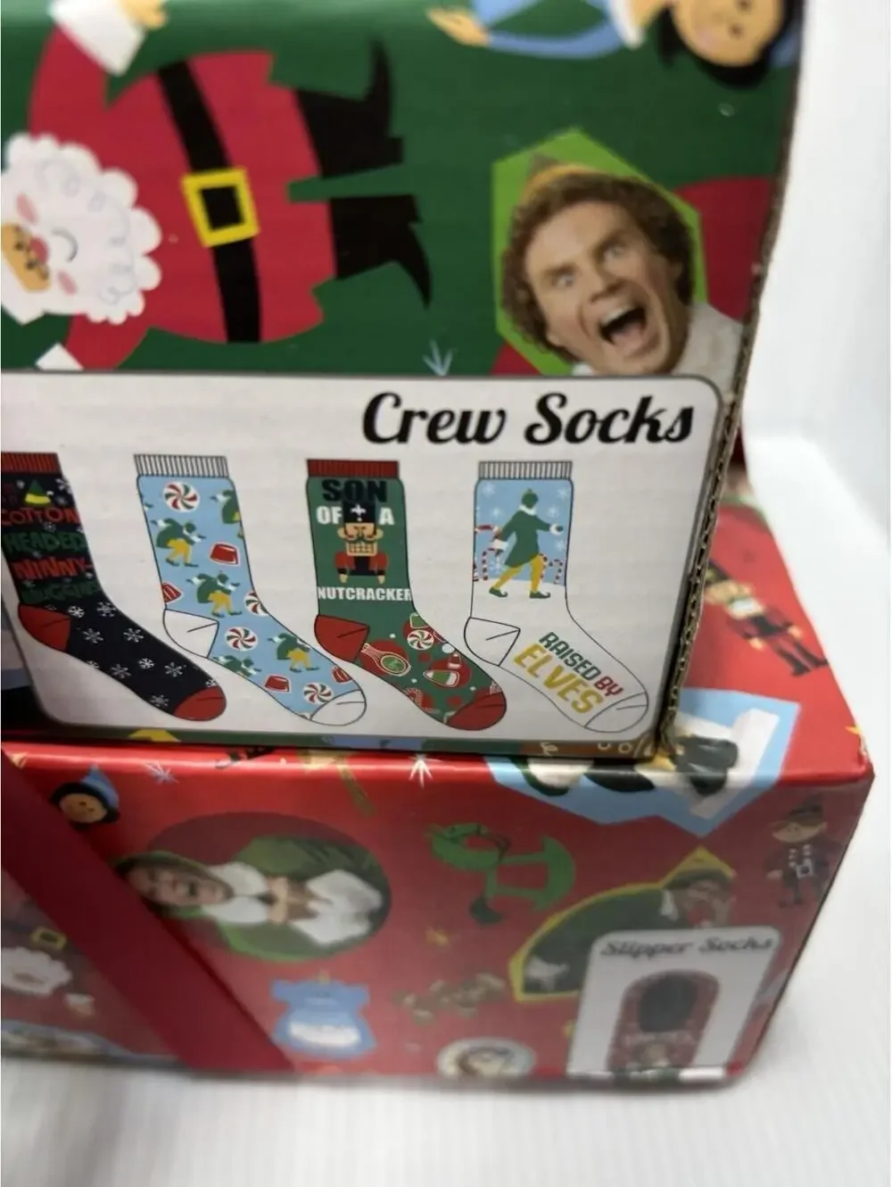 Men’s Elf Movie Socks 3-Box Set Ankle Crew Slipper Holiday Christmas Lot NEW